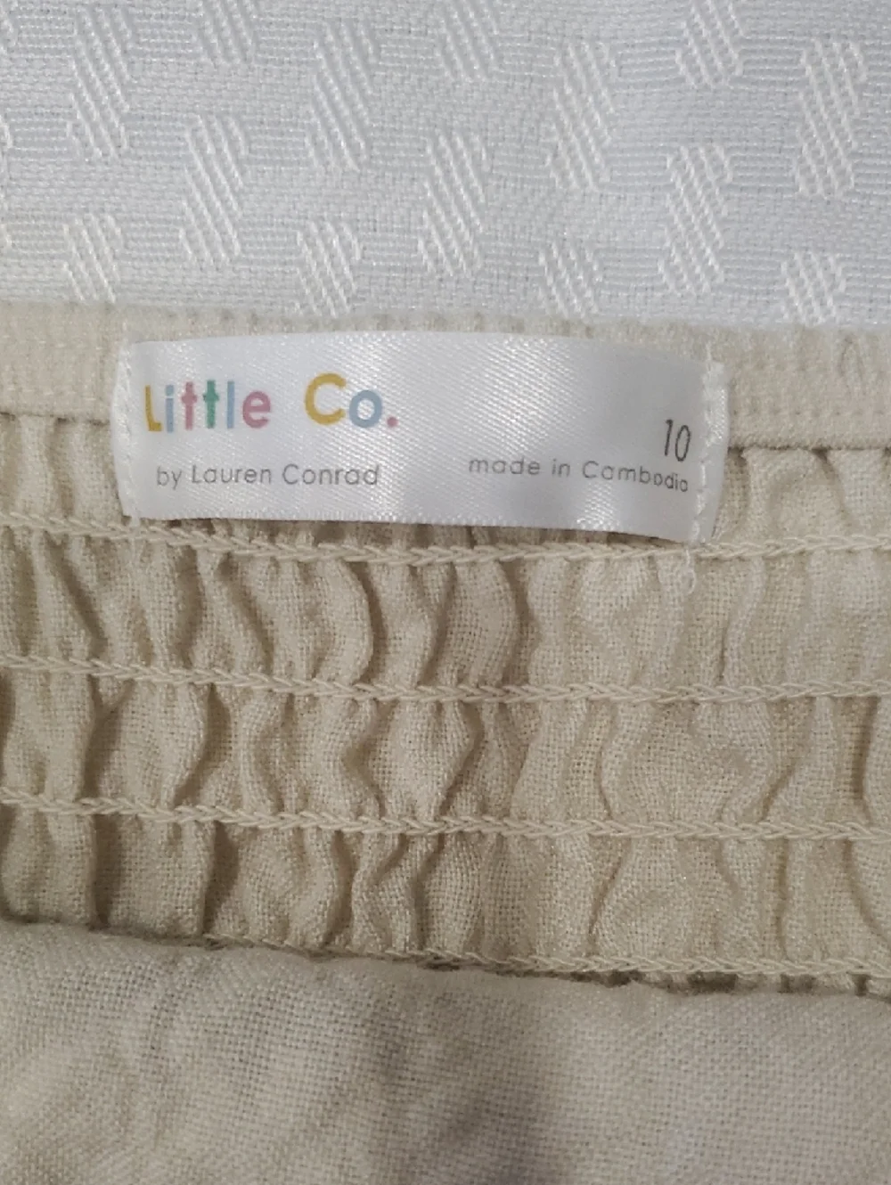 LC Lauren Conrad Cream Dress with Multicolor Crochet Yoke
